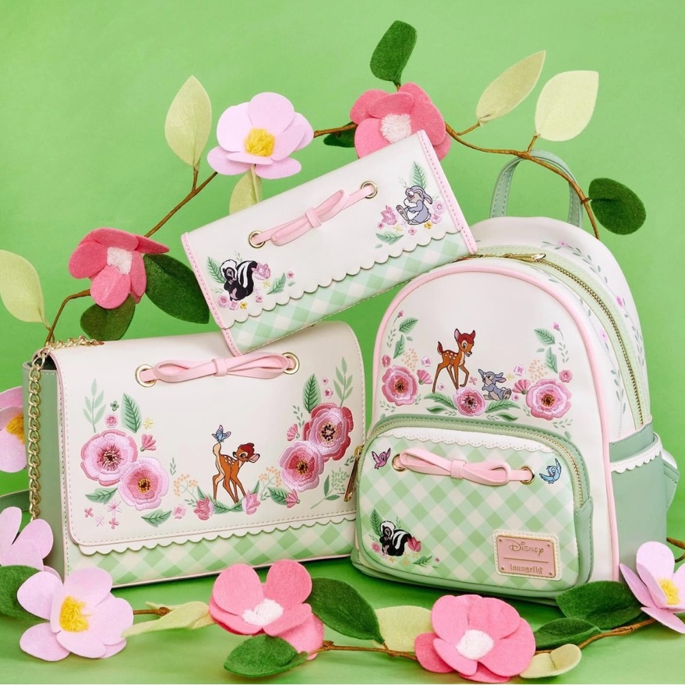 Loungefly Floral Bambi Set~ backpack, purse, wallet